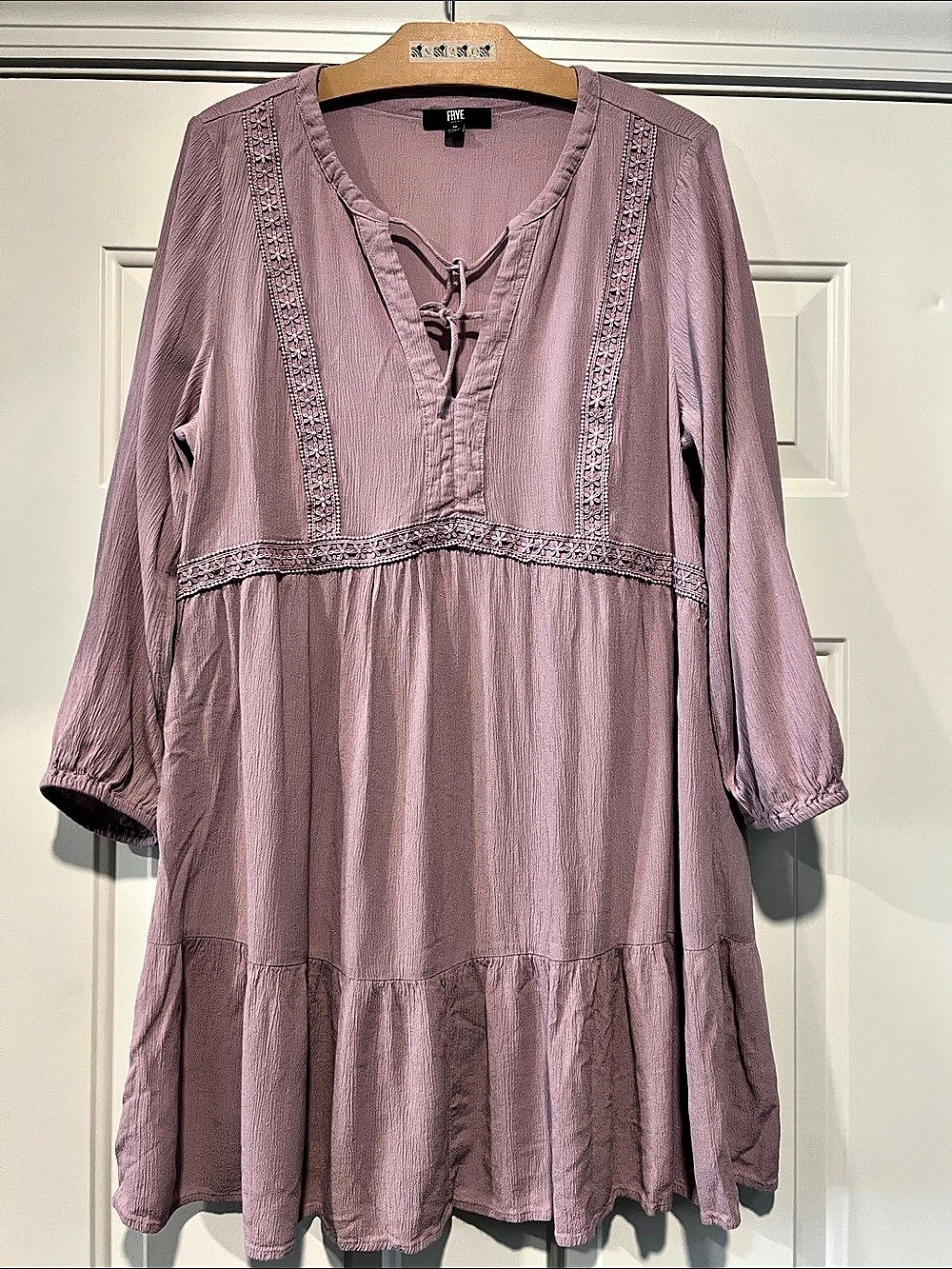 FRYE Mini Tiered Dress Purple Size M Boho Prairie Romantic Cowgirl